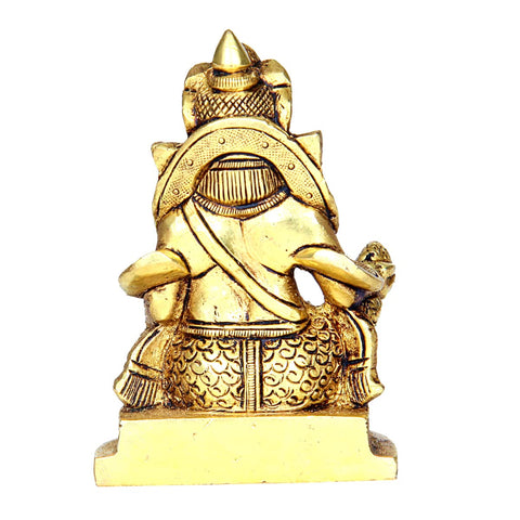 Divine Artz | Kubera Statue Brass | Kuber Statue | Solo Kuber Murti Brass, 9.5cm Height, Gold Colour - (1 Piece)