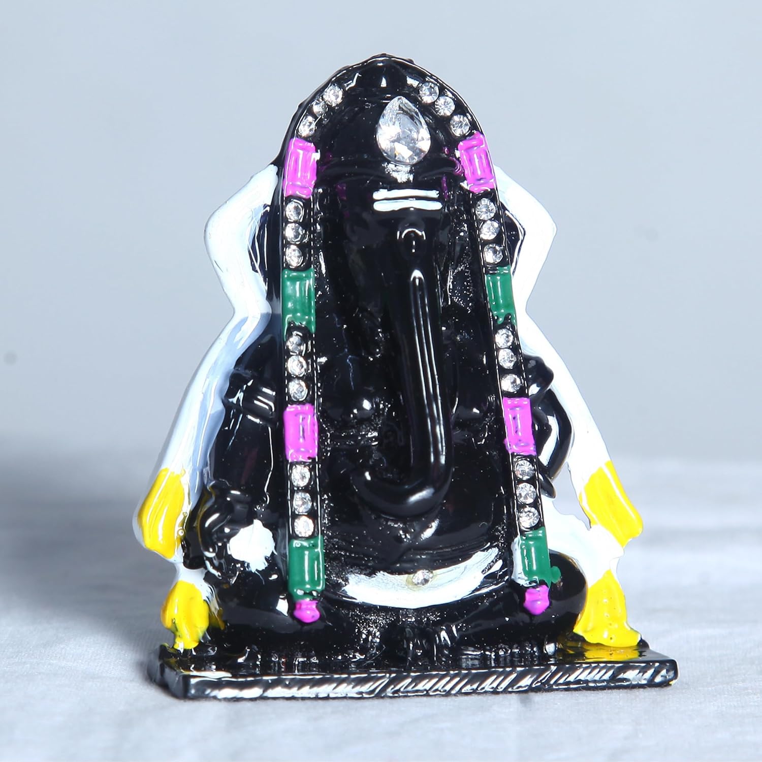 Divine Artz | Pillayarpatti Vinayagar Idol for Car Dashboard | Karpaga Vinayagar Statue for Car Black Colour, Metal, 1 Piece