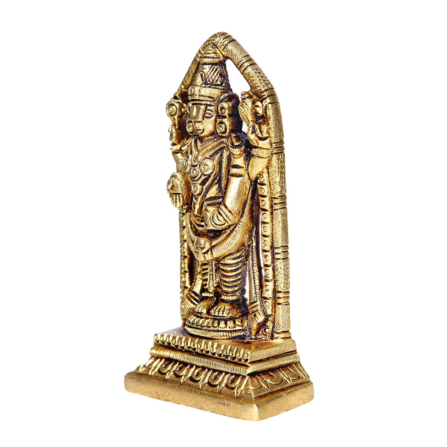 Divine Artz | Lord Venkateswara Idol Brass | Tirupati Balaji Idol Brass | Venkateswara Swamy Idol Brass, Medium, 11 cm, Gold Colour - (1 Piece)