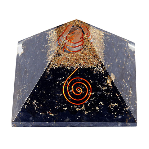 Divine Artz | Original Black Tourmaline Orgone Pyramid | Black Tourmaline Pyramid Crystal | Orgonite Pyramid for Reiki Healing Vastu Pyramid (3 Inch Width X 2 Inch Height) 1 Piece