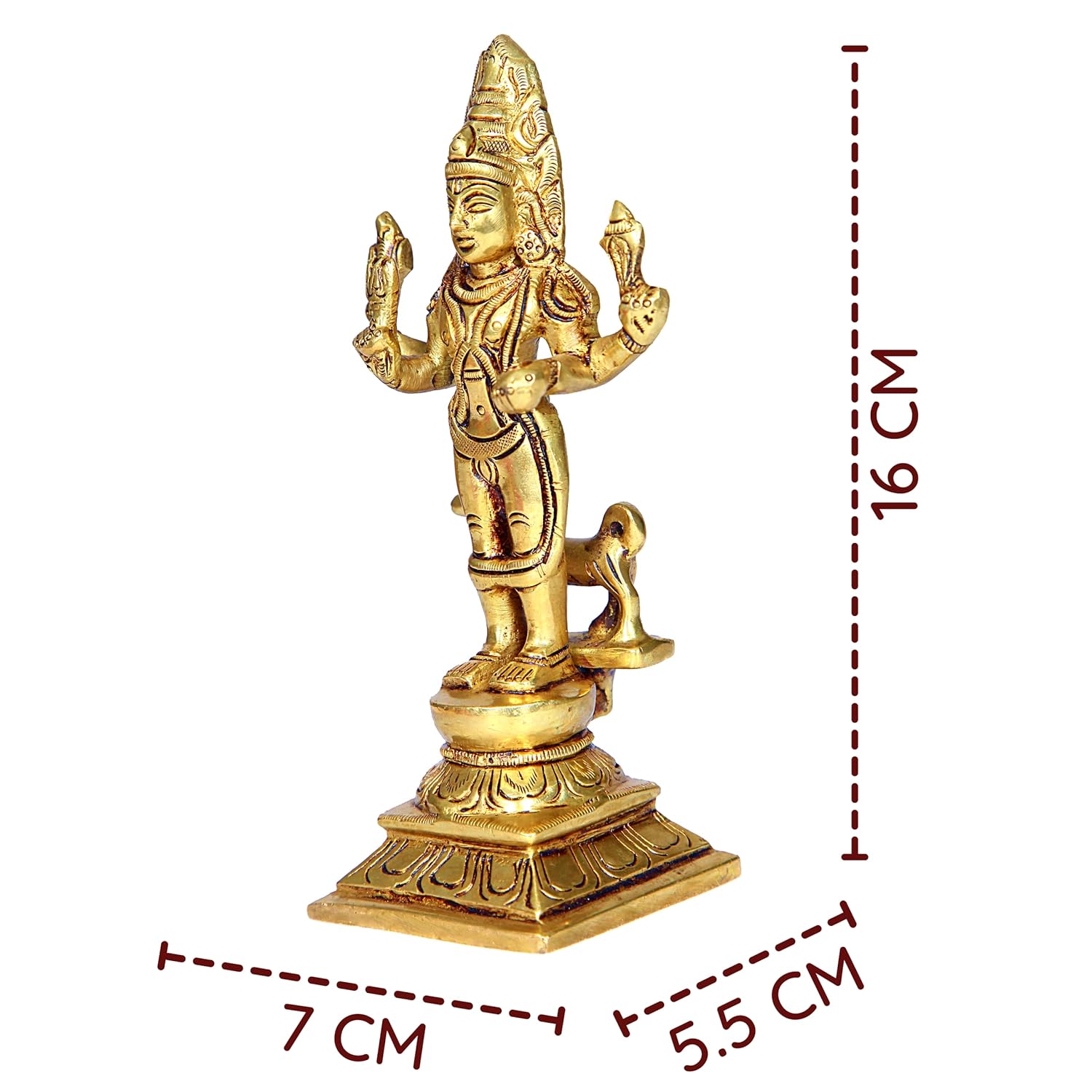 Divine Artz | Brass Kala Bairava Idol, 16Cm, Height Gold (1 Piece)