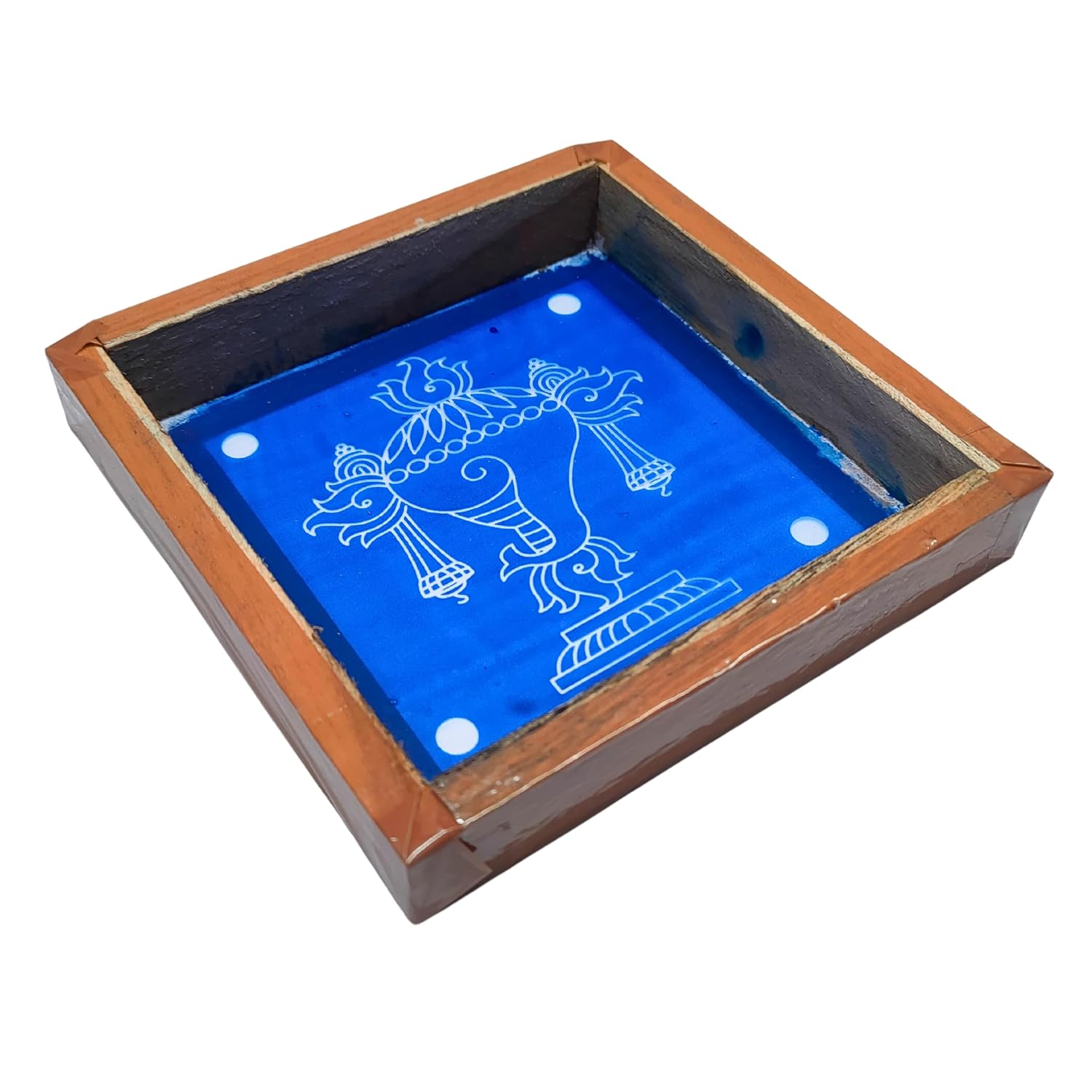 Divine Artz | Shankh Kolam Rangoli Stencil Wooden, Rangoli Sacha Wooden, 1 Piece (5x5 Inches)