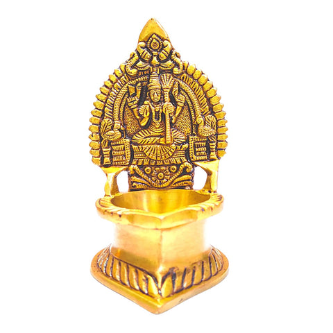 Divine Artz | Premium Kamatchi Amman Vilakku Brass Kamakshi Vilakku for Pooja | Kamakshi Deepam Big | Kamatchi Vilakku Big, Brass, Height 14 CM, Gold Colour, 1 Piece