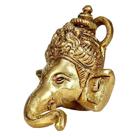 Divine Artz | Ganesh Face Wall Hanging | Brass Ganesha Idol Wall Hanging | Wall Hanging Ganesha 7cm Height, Gold Colour(1 Piece)