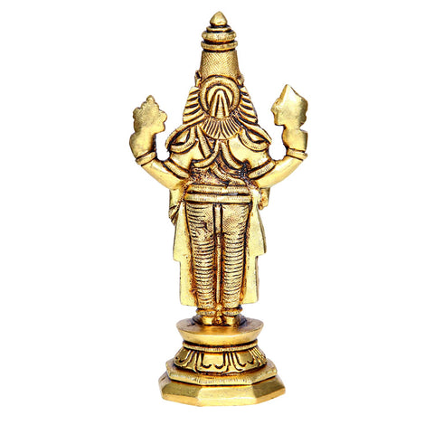 Divine Artz | Tirupati Balaji Idol Brass | Lord Venkateswara Idol Brass | Venkateswara Swamy Idol, Medium, 14.5 cm, Gold Colour - (1 Piece)