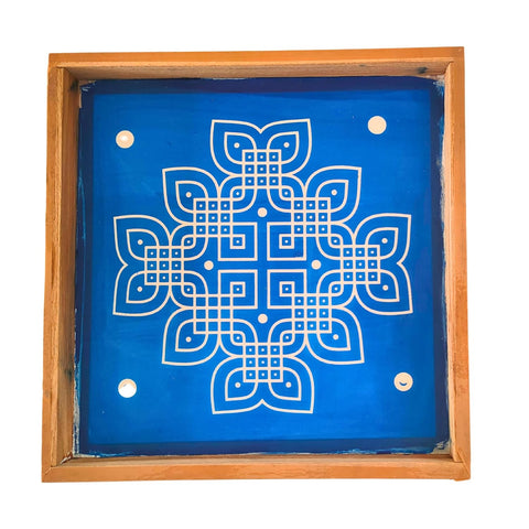 Divine Artz | Padi Kolam Rangoli Stencil Wooden, Rangoli Sacha Wooden, 1 Piece (10x10 Inches)