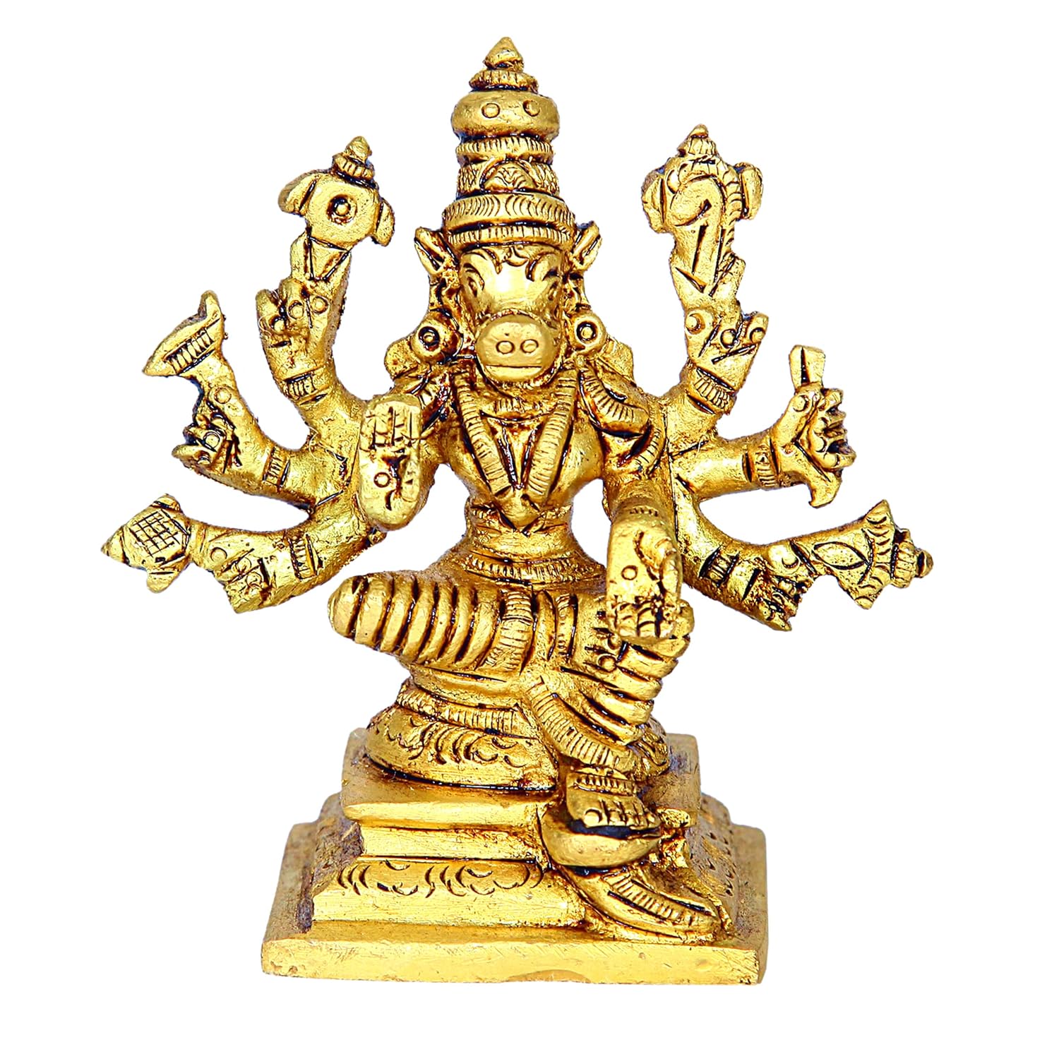 Divine Atrz | Small Varahi Amman Statue | Varahi Amman Silai Small | Small Varahi Statue | Varahi Amman Idol Brass 7.5 CM Height, Gold Colour 1 No