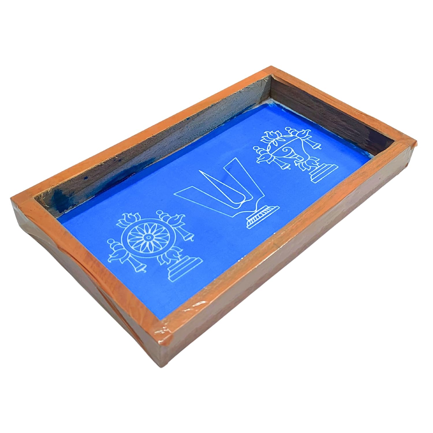 Divine Artz | Shankh Chakra Namah Rangoli Stencil Wooden, Rangoli Sacha Wooden, 1 Piece (9x5 Inches)