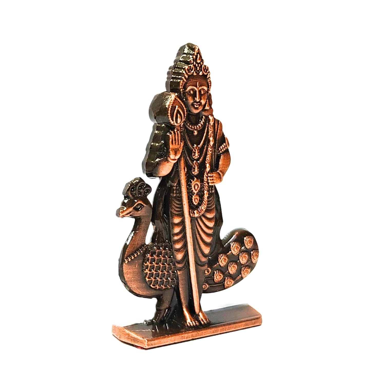 Divine Artz | Murugan Statue for Car Dashboard | Kartikeya Idol for Car Dashboard, Metal, 1 Piece (Copper Colour)