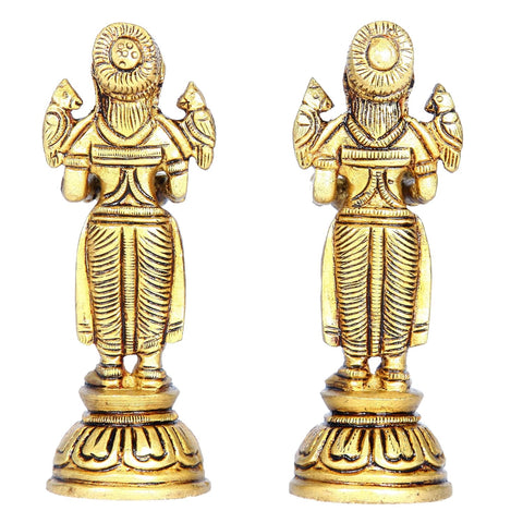 Divine Artz | Paavai Vilakku in Brass | Pavai Vilakku Pair Brass | Deep Lakshmi Pair Brass, Gold Colour, 2 Pieces (11 CM Height)