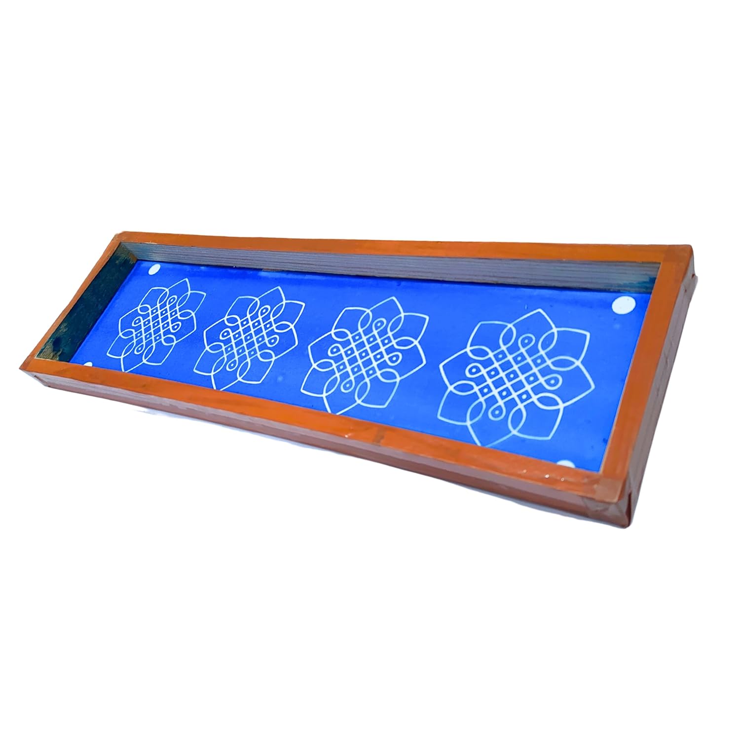 Divine Artz | Flower Kambi Kolam Border Rangoli Stencil Wooden, Rangoli Sacha Wooden, 1 Piece (17x5 Inches)