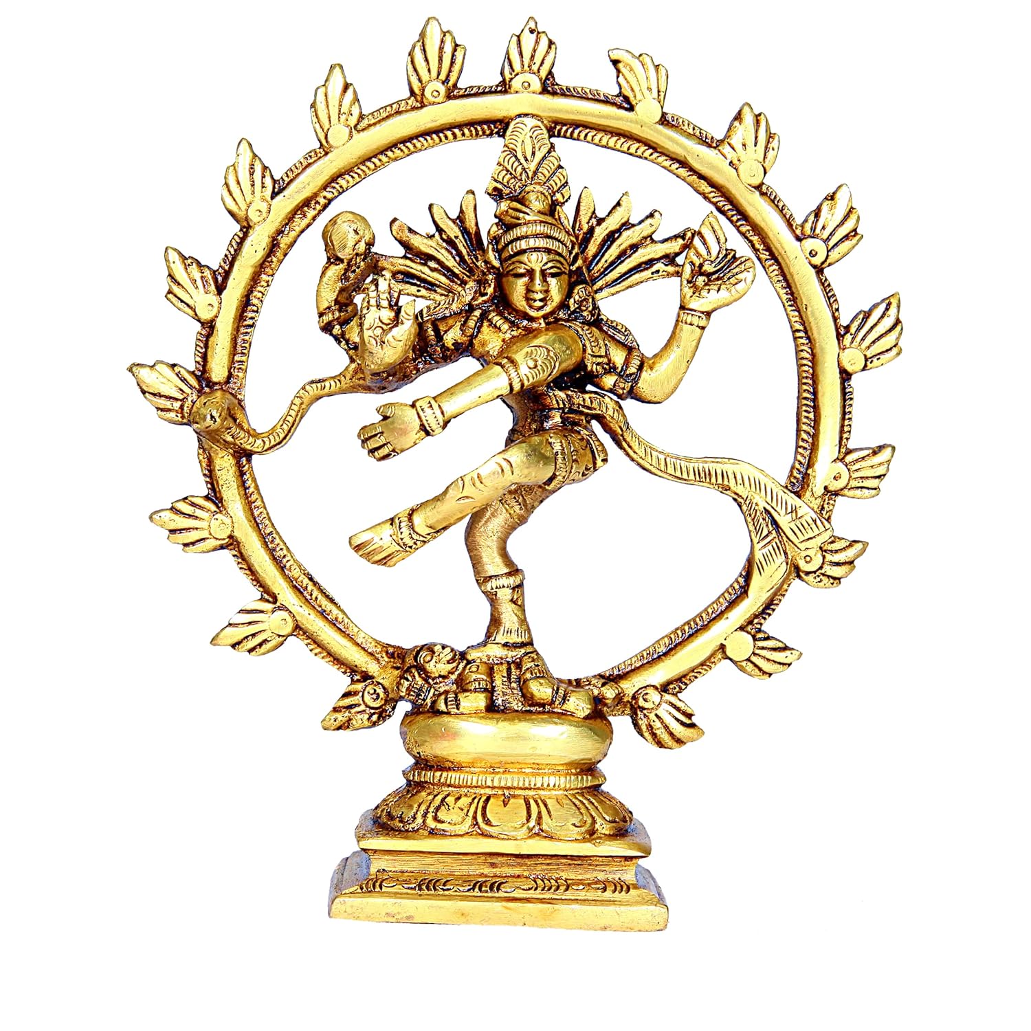 Divine Artz | Nataraj Statue Brass | Nataraja Idol Brass | Lord Nataraja Statue Brass, Height 16.5 CM Gold Colour 1 Piece