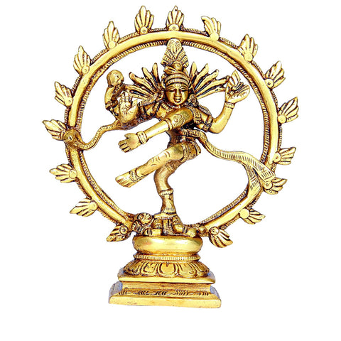 Divine Artz | Nataraj Statue Brass | Nataraja Idol Brass | Lord Nataraja Statue Brass, Height 16.5 CM Gold Colour 1 Piece