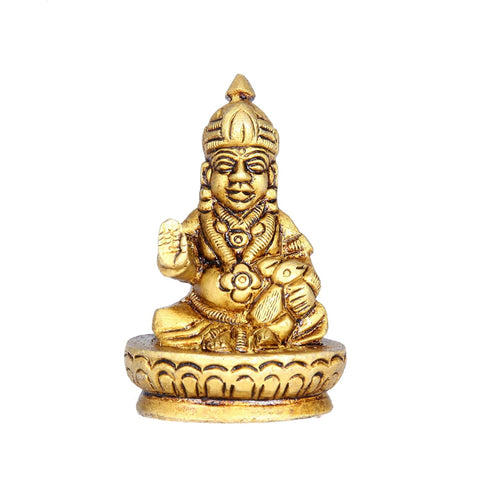 Divine Artz | Kuber Murti Oval Base | Kubera Statue Small | Brass Kuber Statue for Vastu, 6.5Cm Height, Gold Colour, 1 Piece