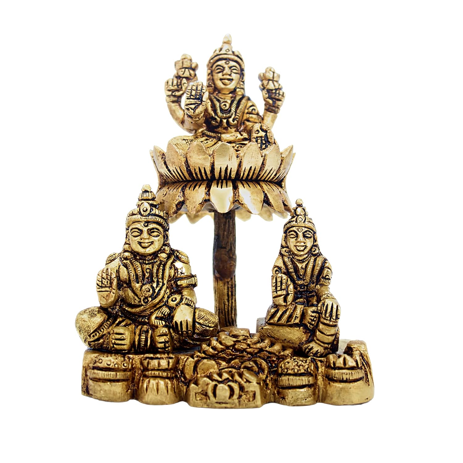 Divine Artz | Lakshmi Kubera Statue | Lakshmi Kuberar Idol Brass | Kuber Laxmi Murti Statue, Brass, 5 Inches Height, Gold Colour, 1 Piece