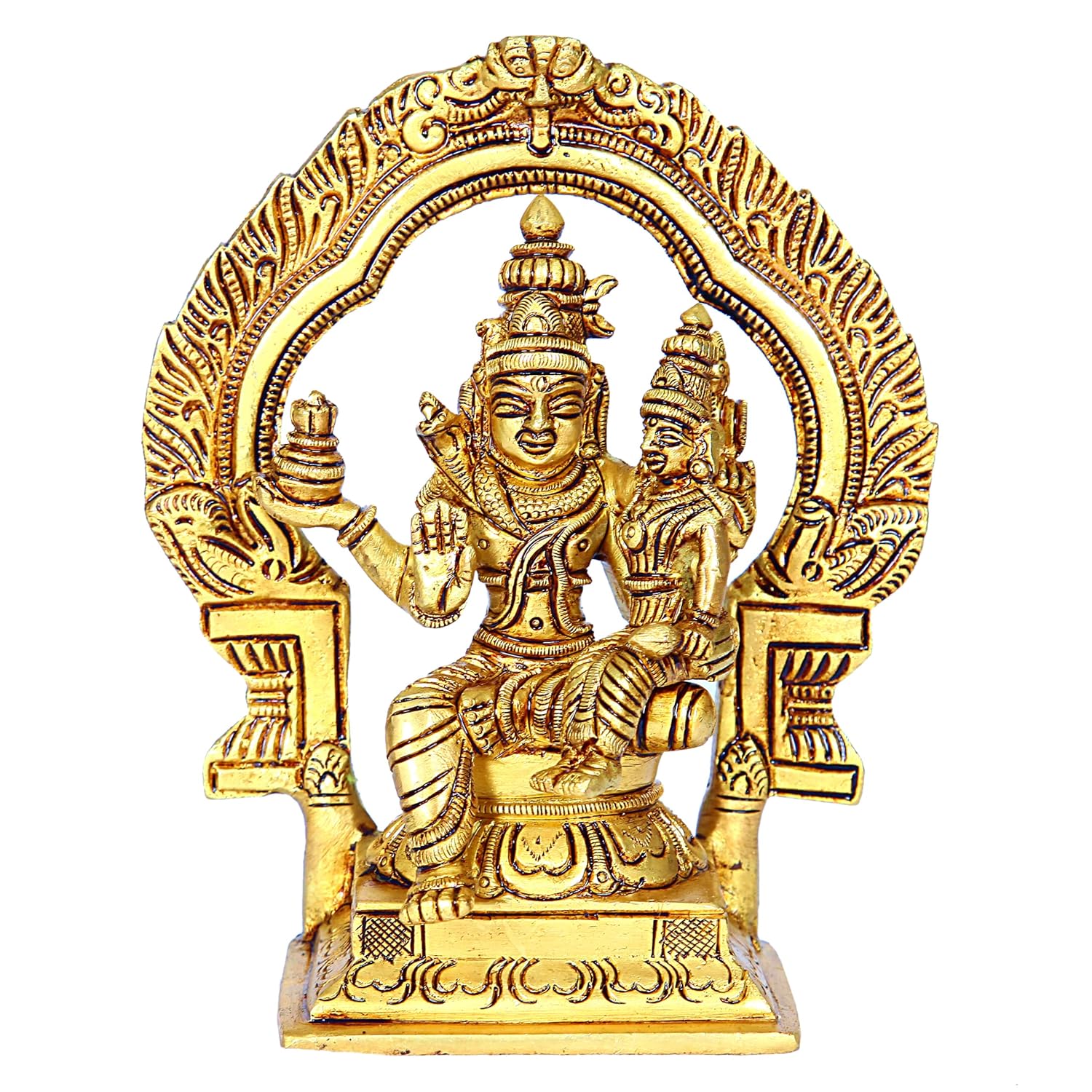 Divine Artz | Swarna Akarshana Bhairavar Silai with Thiruvachi | Sorna Akarshana Bhairavar Statue | Swarna Akarshana Bhairava Idol Brass, Height 15CM Gold Colour 1 Piece