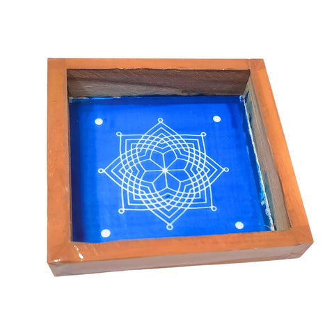 Divine Artz | Hrudaya Kamala Kolam Rangoli Stencil Wooden, Rangoli Sacha Wooden, 1 Piece (5x5 Inches)