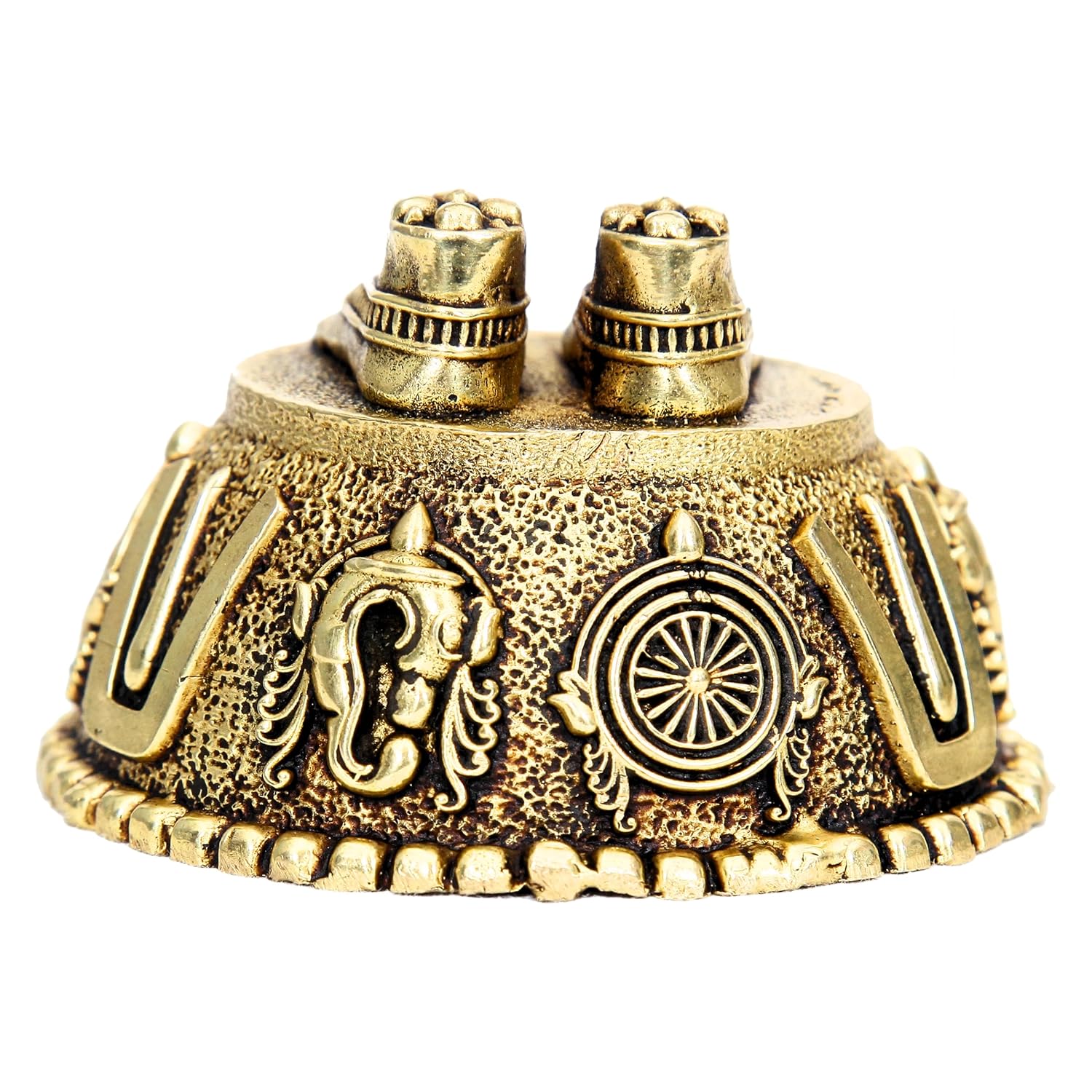 Divine Artz | Balaji Charan Paduka | Vishnu Charan Paduka | Charan Paduka for Puja Brass, Gold Colour 1 No (4 CM Diameter)