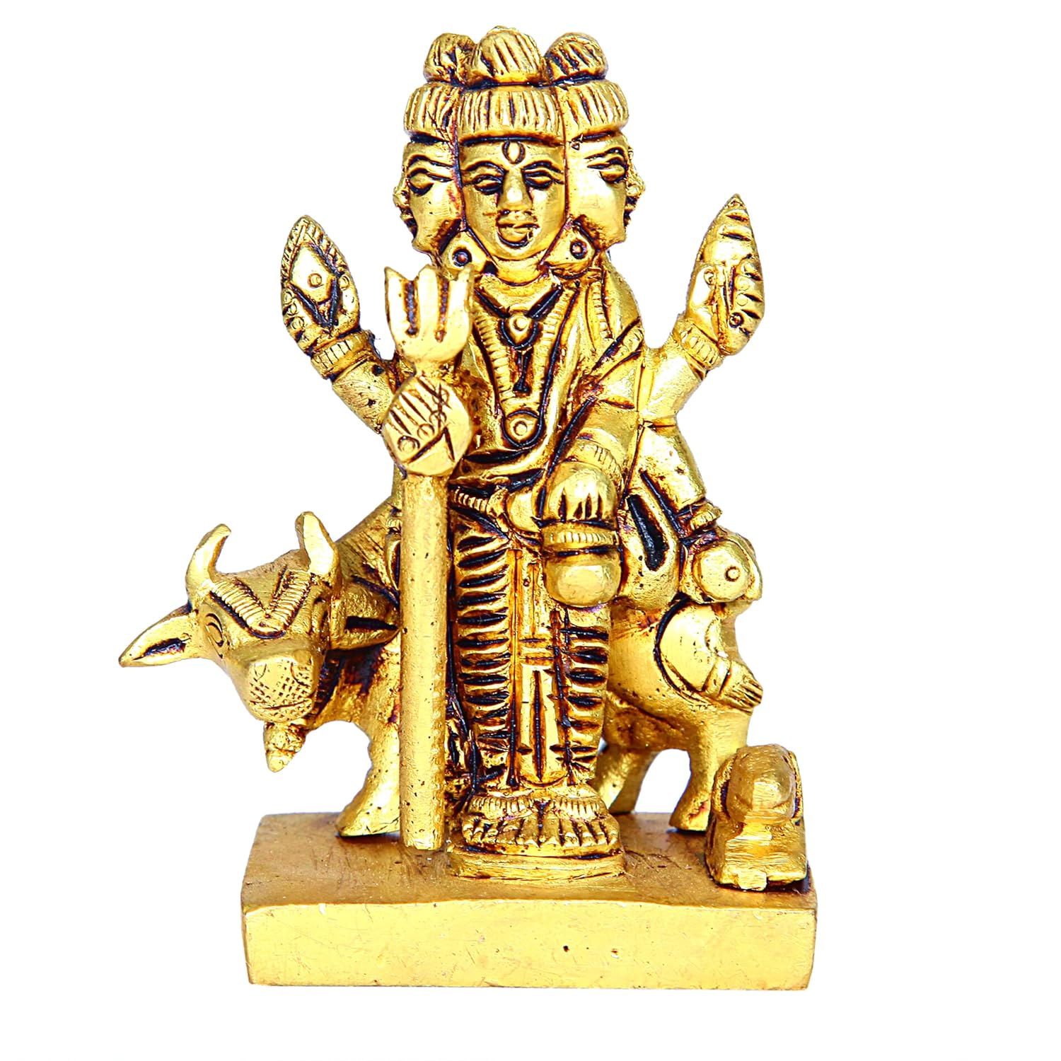 Divine Artz | Datta Murti Small | Dattatreya Idol Small | Dattatreya Murti Small | Datta Guru Murti Small | Dattatreya Idol Brass 8 CM Height Brass Gold Colour 1 Piece