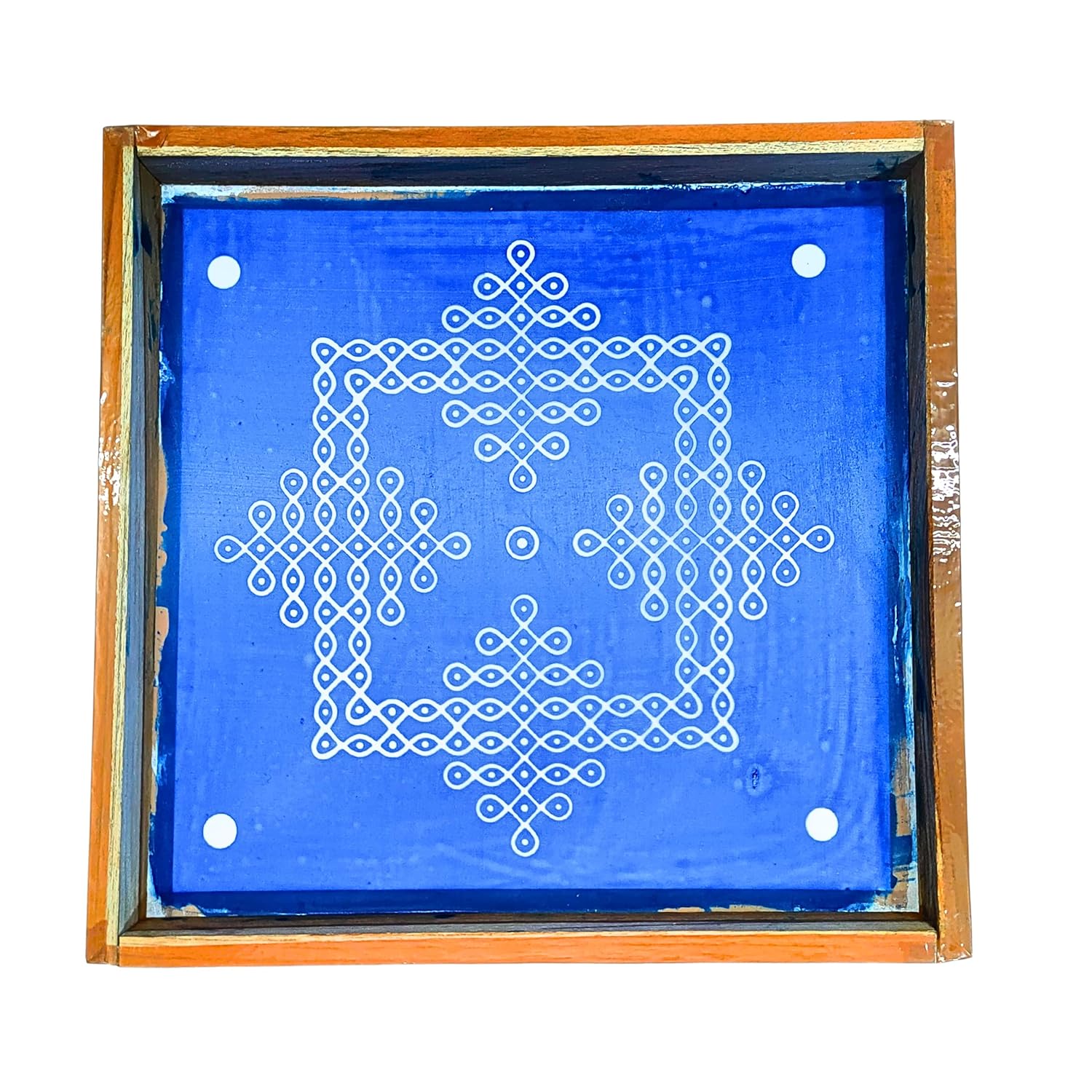 Divine Artz | Kambi Kolam Rangoli Stencil Wooden(Design 4), Rangoli Sacha Wooden, 1 Piece (10x10 Inches)