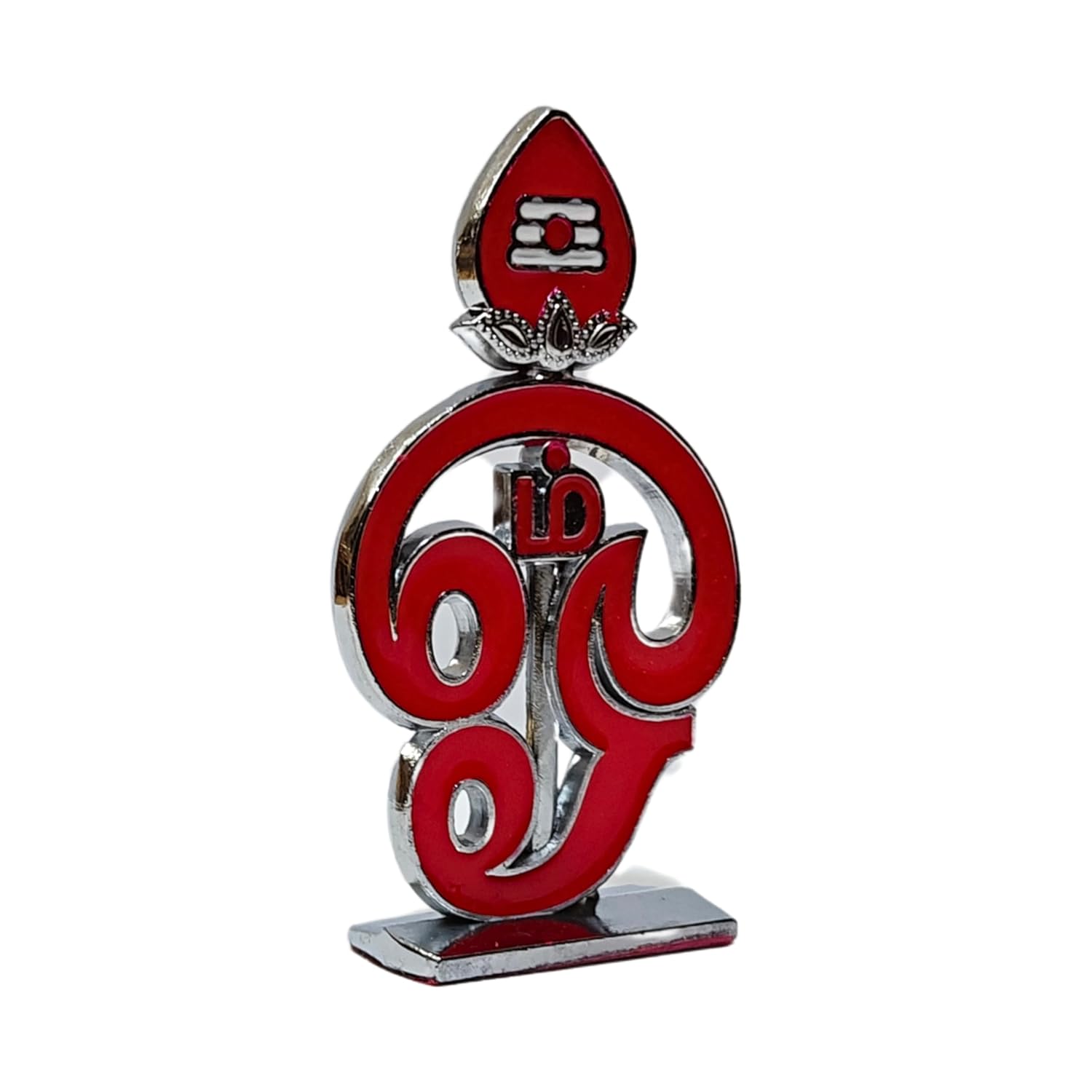 Divine Artz | Tamil Om Idol for Car Dashboard | Om Vel for Car Dashboard, Metal, 1 Piece (Red)