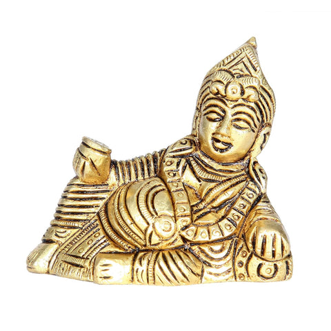 Divine Artz | Kuber Maharaj Murti | Kuber Maharaj Idol | Kuber Maharaj Ki Murti Brass, 6.5Cm Height, Gold Colour, 1 Piece