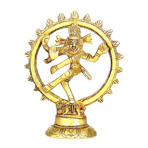 Divine Artz | Nataraj Statue Small | Nataraja Statue Small | Natarajar Statue Small Brass 10 CM Height, Gold Colour 1 No