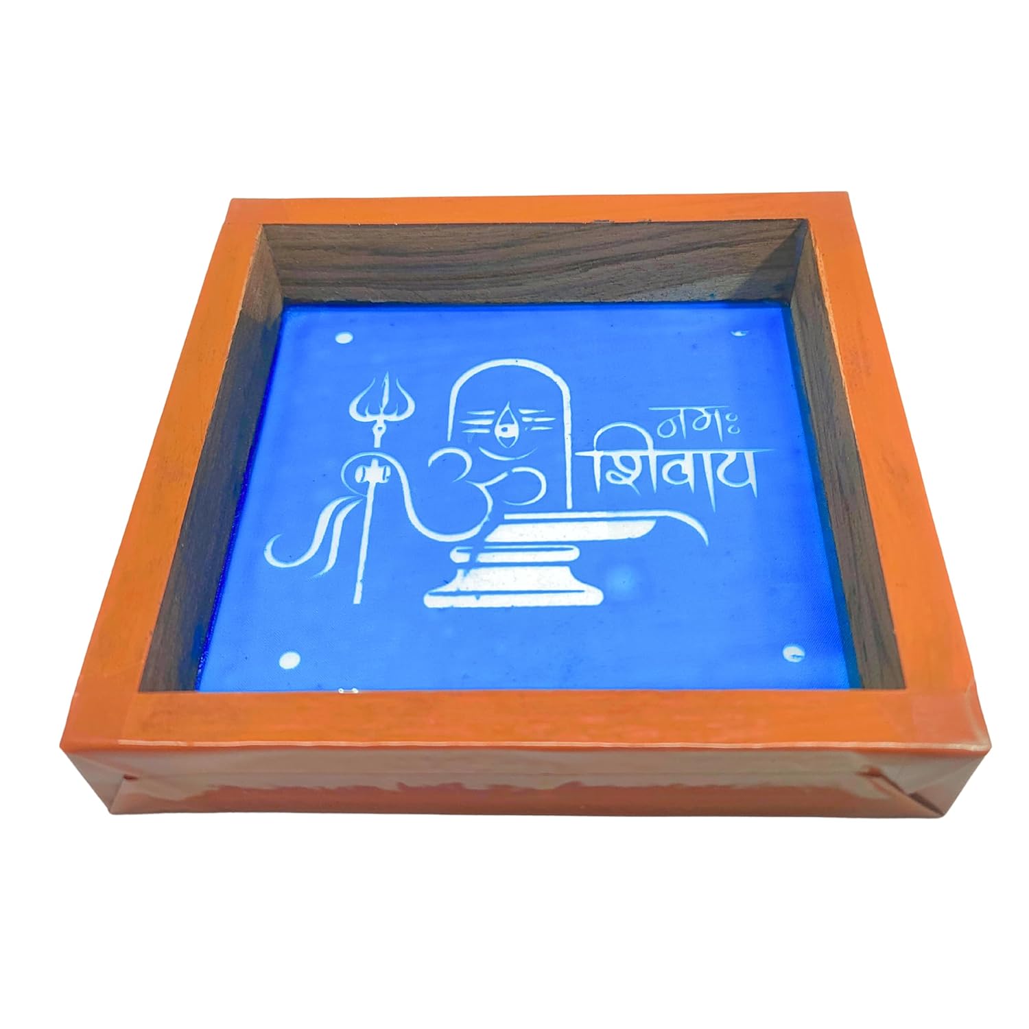 Divine Artz | Om Namah Shivaya Rangoli Stencil Wooden, Rangoli Sacha Wooden, 1 Piece (5x5 Inches)