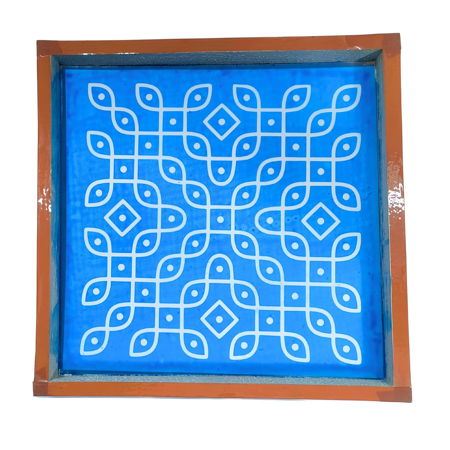 Divine Artz | Kambi Kolam Rangoli Stencil Wooden(Design 2), Rangoli Sacha Wooden, 1 Piece (10x10 Inches)