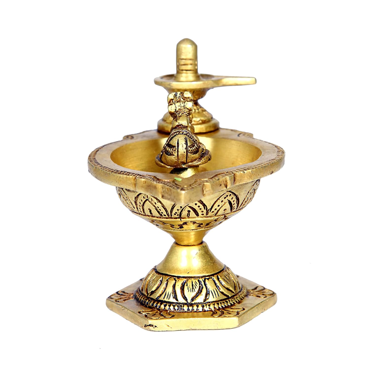 Divine Artz | Pradosha Vilakku Brass | Brass Shivling Diya | Sivalinga Vilakku Brass, 10cm Height, Gold Colour - (1 Piece)