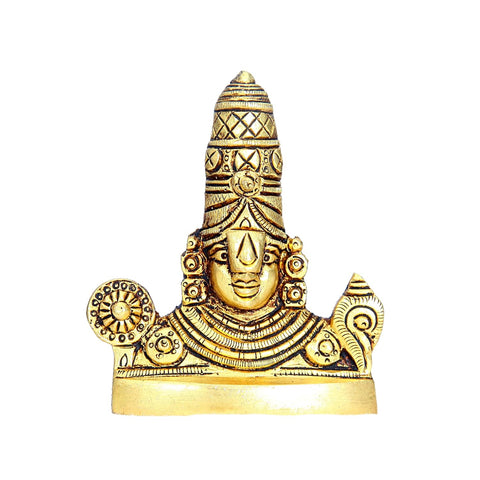 Divine Artz | Balaji face Wall Hanging Small | Small Lord Balaji Face Wall Hanging | Tirupati Balaji Face Wall Hanging Metal, Brass, 9 CM Height, Gold Colour, 1 Piece