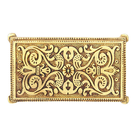 Divine Artz | Pooja Chowki Rectangle Shape | Pooja Chowki Rectangle | Brass Chowki, Brass, Gold Colour, 1 Piece (7 X 3.5 CM)