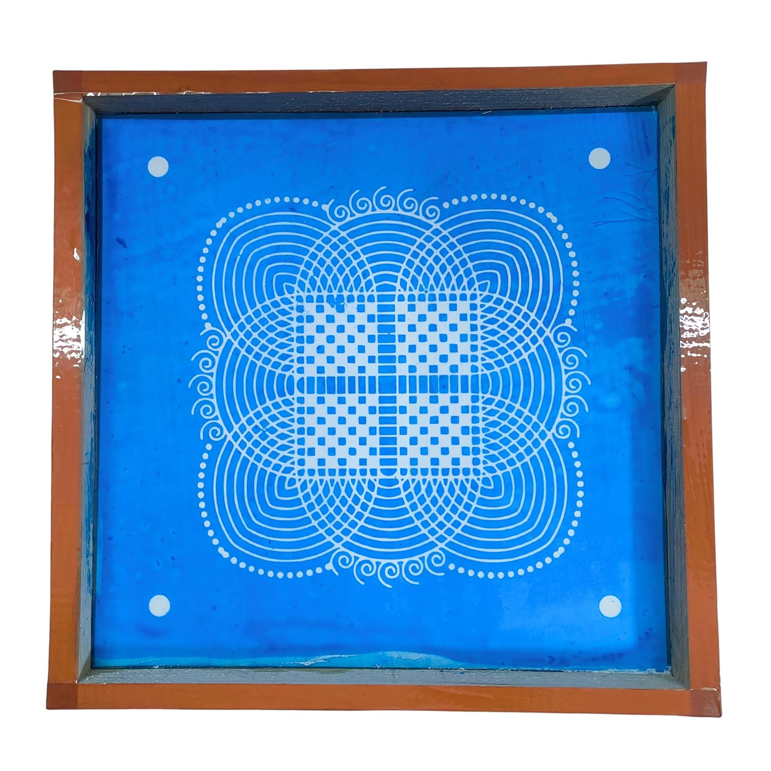 Divine Artz | Padi Kolam Rangoli Stencil Wooden(Design 2), Rangoli Sacha Wooden, 1 Piece (10x10 Inches)