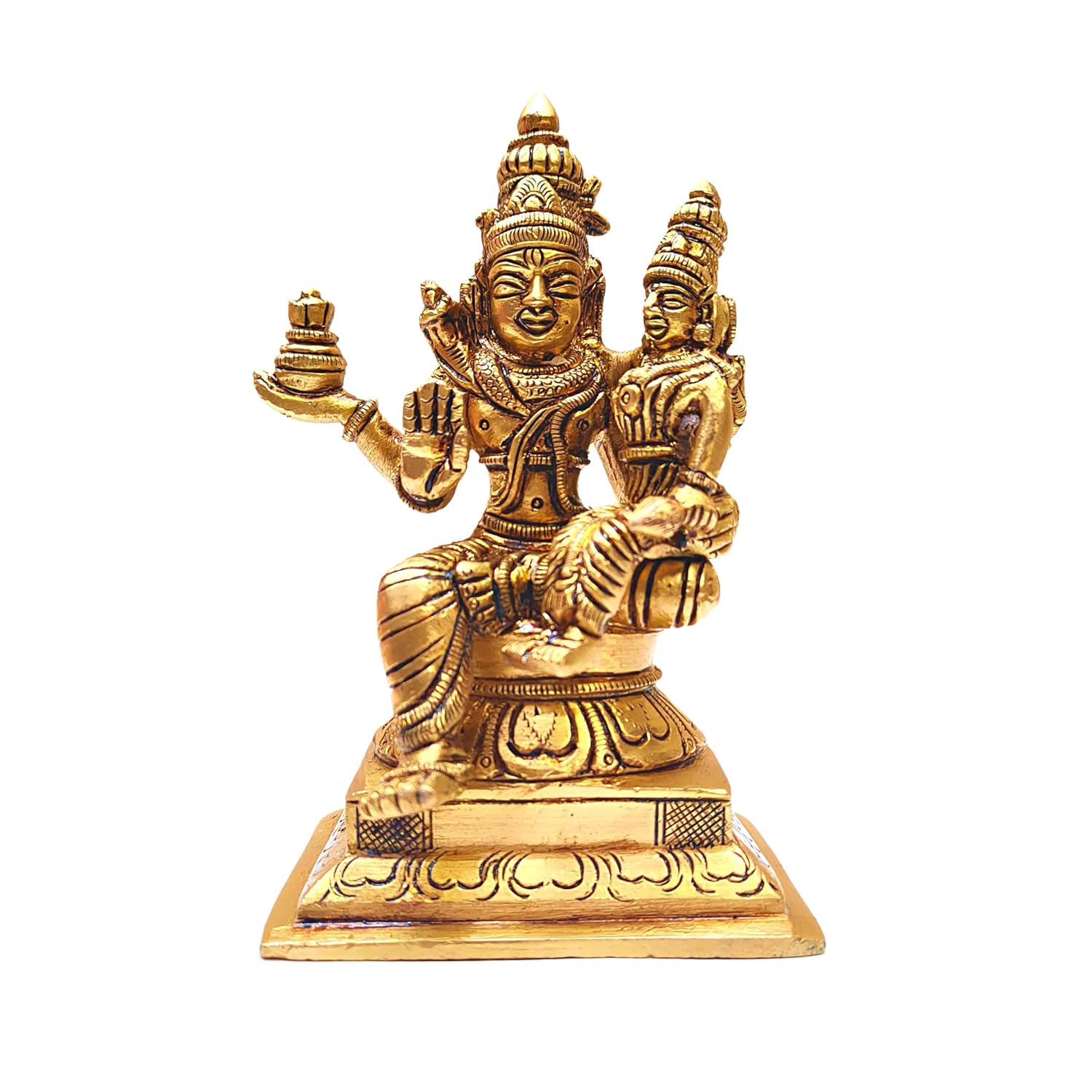 Divine Artz |Swarna Akarshana Bhairava Idol | Swarna Akarshana Bhairava Statue | Swarna Akarshana Bhairavar Silai, Brass, Height 12CM, Gold Colour, 1 Piece