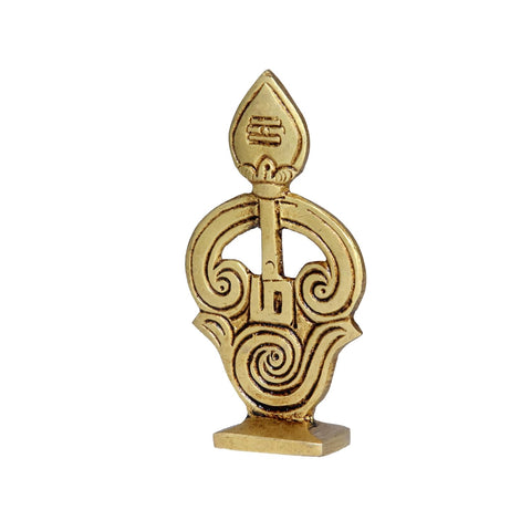 Divine Artz | Brass Om Vel with Stand, Height 8.5 CM, Gold Colour, 1 Piece