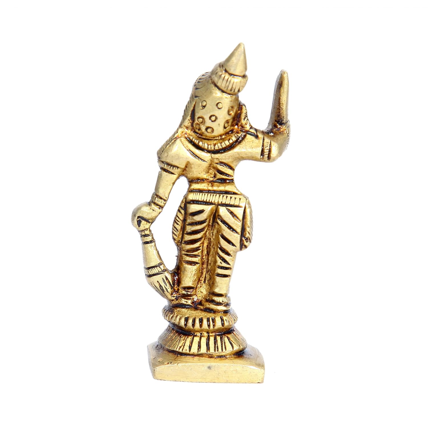 Divine Artz | Madurai Veeran Idol Small | Small Madurai Veeran Statue | Small Madurai Veeran Silai Brass, Height 7 CM, Gold Colour, 1 Piece