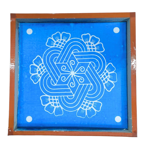 Divine Artz | Flower Padi Kolam Rangoli Stencil Wooden, Rangoli Sacha Wooden, 1 Piece (10x10 Inches)