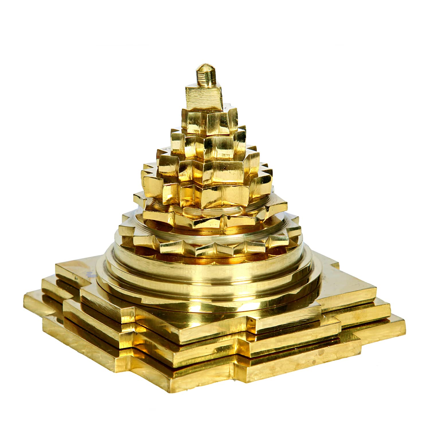 Divine Artz | Premium Maha Meru Shree Yantra Brass | Meru Shree Yantra Original with Full Solid Back, Size 3x3 Inch, Gold Colour(1 Piece)