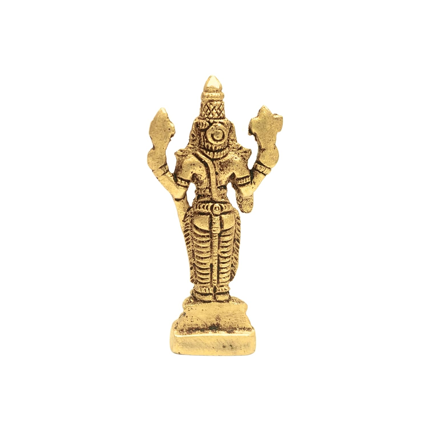 Divine Artz | Tirupati Balaji Idol Mini | Venkateshwara Swamy Idol Mini | Balaji Idol Brass, 7cm Height, Gold Colour, 1 Piece