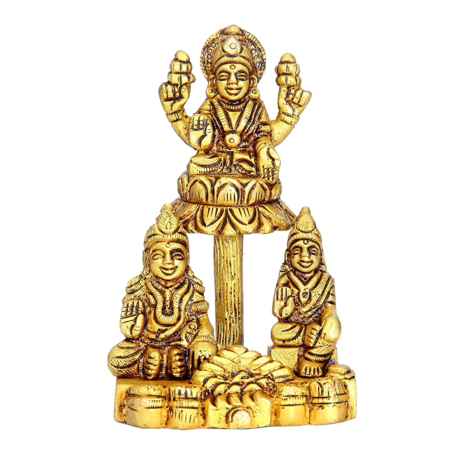 Divine Artz | Lakshmi Kubera Statue Small | Small Lakshmi Kuberar Idol Brass, 4 Inches Height, Gold Colour, 1 Piece