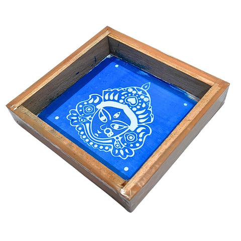 Divine Artz | Maa Durga Face Rangoli Stencil Wooden, Rangoli Sacha Wooden, 1 Piece (5x5 Inches)