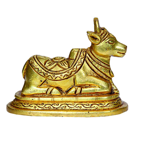 Divine Artz | Brass Nandi Idol, Medium, Gold Colour - (1 Piece)