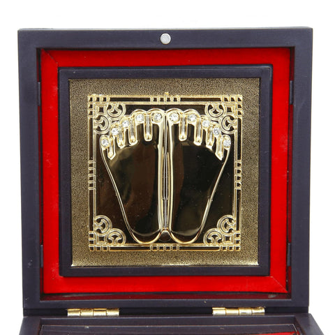 Divine Artz | Ram Darbar Pocket Temple | Ram Darbar Pocket Temple Box with Charan Paduka Square Shaped, Gold Plated,1 Piece