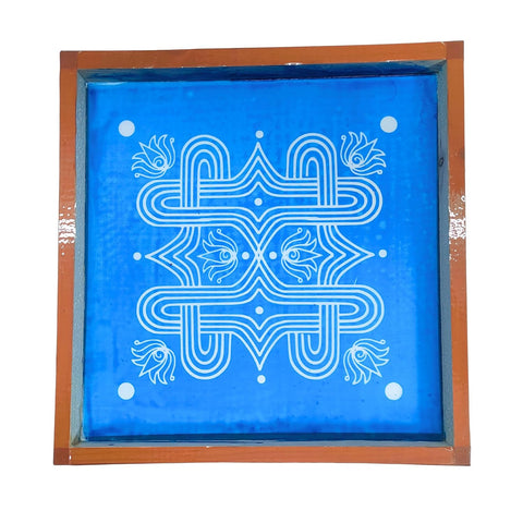 Divine Artz | Padi Kolam Rangoli Stencil Wooden(Design 4), Rangoli Sacha Wooden, 1 Piece (10x10 Inches)