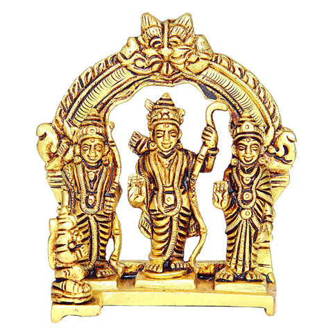 Divine Artz | Ram Darbar Statue Brass | Ram Darbar Murti Brass | Ramar Pattabhishekam Brass 10.5 CM Height Brass Gold Colour 1 Piece