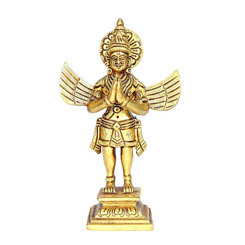 Divine Artz | Garudalwar Statue Brass | Premium Karudalwar Statue 13.5cm Height, Brass, Gold Colour, 1 Piece