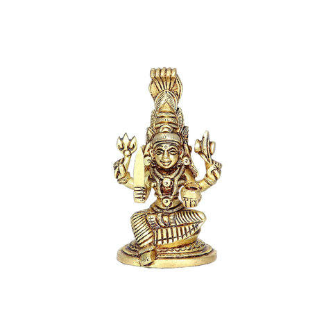 Divine Artz | Karumariamman Silai | Brass Karumariamman Idol | Karumariamman Statue Brass, 9.7cm Height, Gold Colour - (1 Piece)