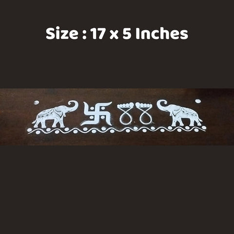 Divine Artz |  Elephant Border Rangoli Stencils Wooden, Rangoli Sacha Wooden, 1 Piece (17x5 Inches)