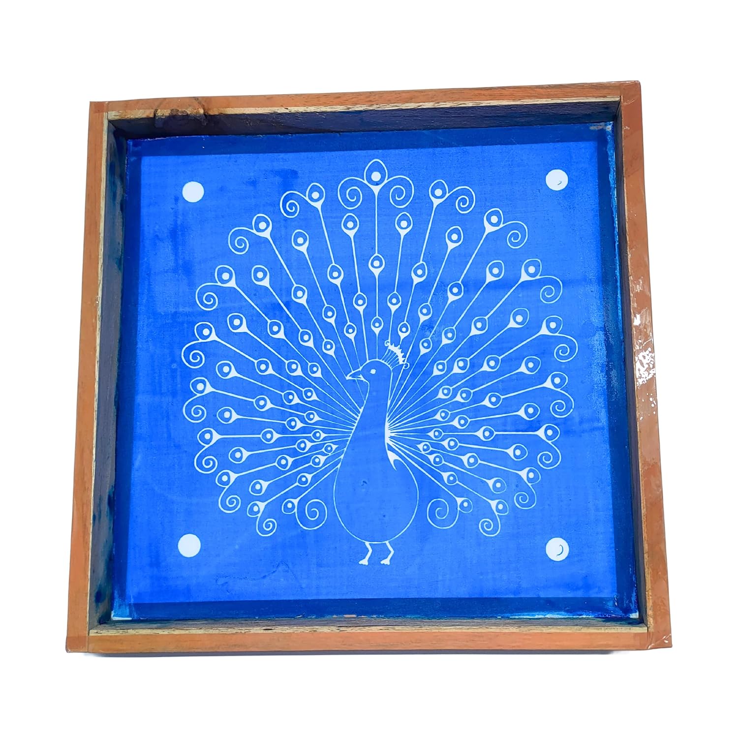 Divine Artz | Peacock Rangoli Stencil Wooden, Rangoli Sacha Wooden, 1 Piece (10x10 Inches)