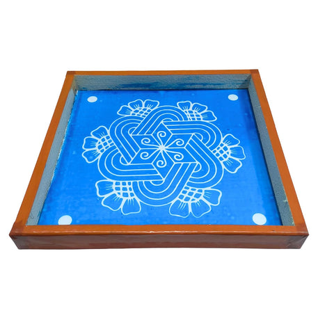 Divine Artz | Flower Padi Kolam Rangoli Stencil Wooden, Rangoli Sacha Wooden, 1 Piece (10x10 Inches)